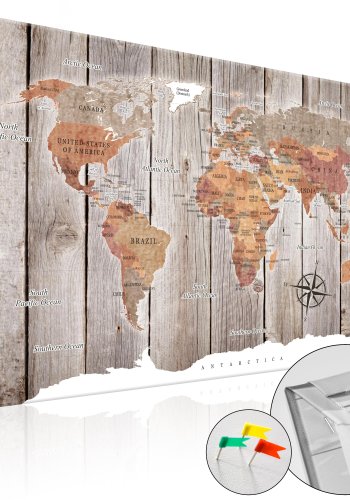 ARTGEIST Wooden Stories - Farverigt verdenskort p tr trykt p kork - Flere strrelser