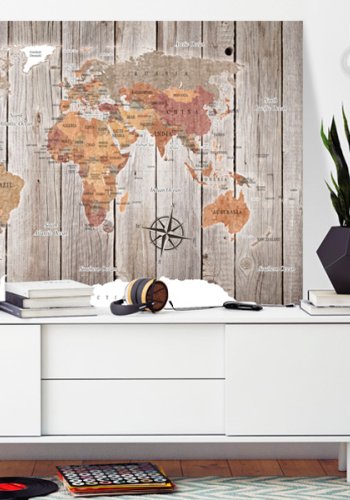 ARTGEIST Wooden Stories - Farverigt verdenskort p tr trykt p kork - Flere strrelser