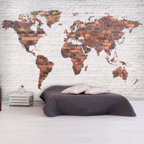 ARTGEIST Fototapet - World Map: Brick Wall, verdenskort af mursten (flere strrelser)