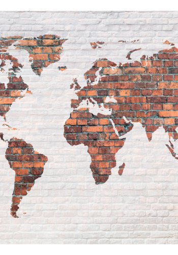 ARTGEIST Fototapet - World Map: Brick Wall, verdenskort af mursten (flere strrelser)