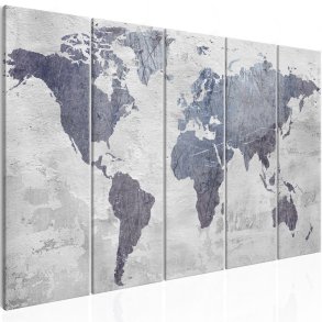 ARTGEIST verdenskort, 5-delt - Concrete World Map Narrow - Flere strrelser