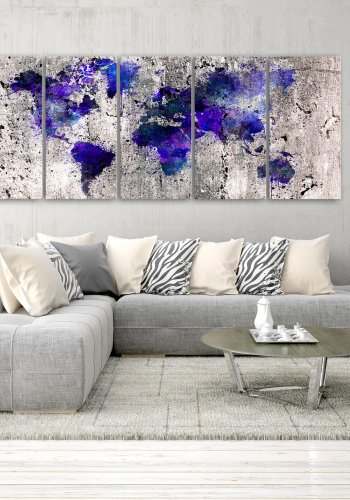 ARTGEIST billede af verdenskort, 5-delt - Verdenskort Ink Blots Narrow - Flere strrelser