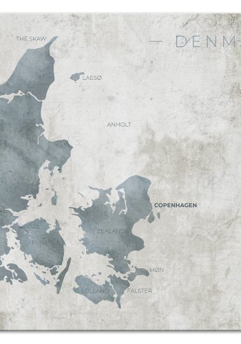 Danmarkskort Billede - Scandinavian Blue (1 Part) bred