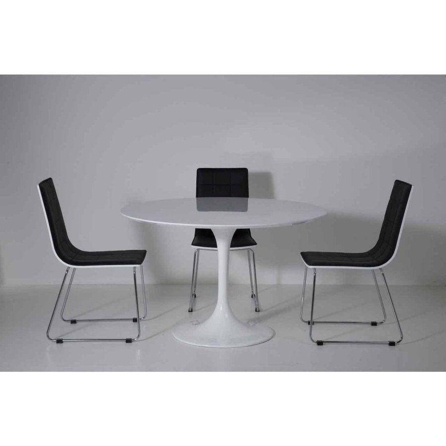 KARE DESIGN Invitation spisebord - hvid fiberglas, metal og tr, rundt (:120)