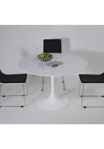 KARE DESIGN Invitation spisebord - hvid fiberglas, metal og tr, rundt (:120)