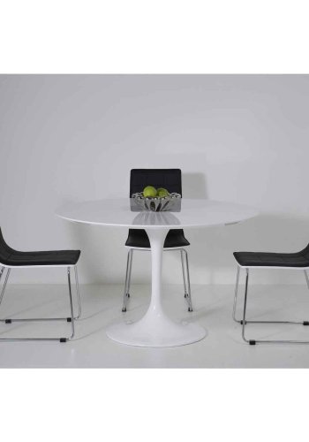 KARE DESIGN Invitation spisebord - hvid fiberglas, metal og tr, rundt (:120)