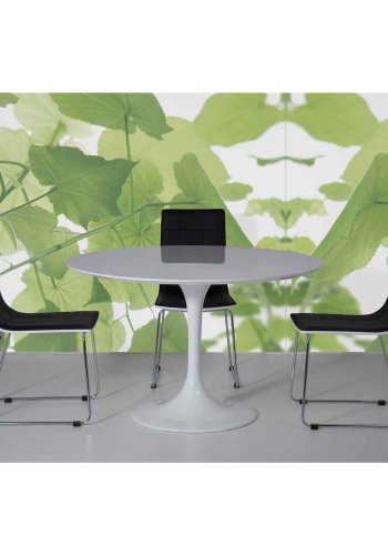 KARE DESIGN Invitation spisebord - hvid fiberglas, metal og tr, rundt (:120)