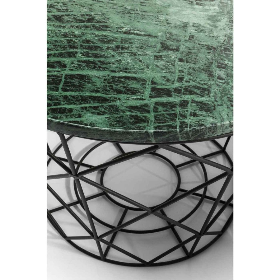 KARE DESIGN East Round sofabordsst - grn/hvid/sort marmor, rund (st m. 3)