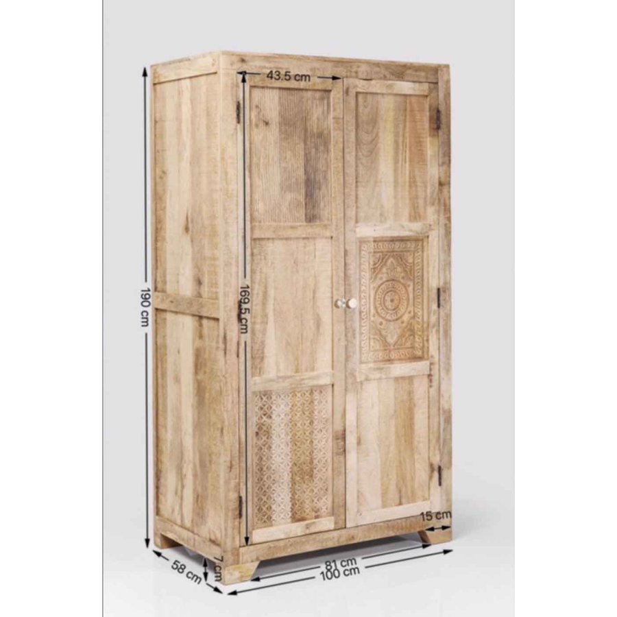 KARE DESIGN Puro garderobeskab - mangotr, m. 2 lger