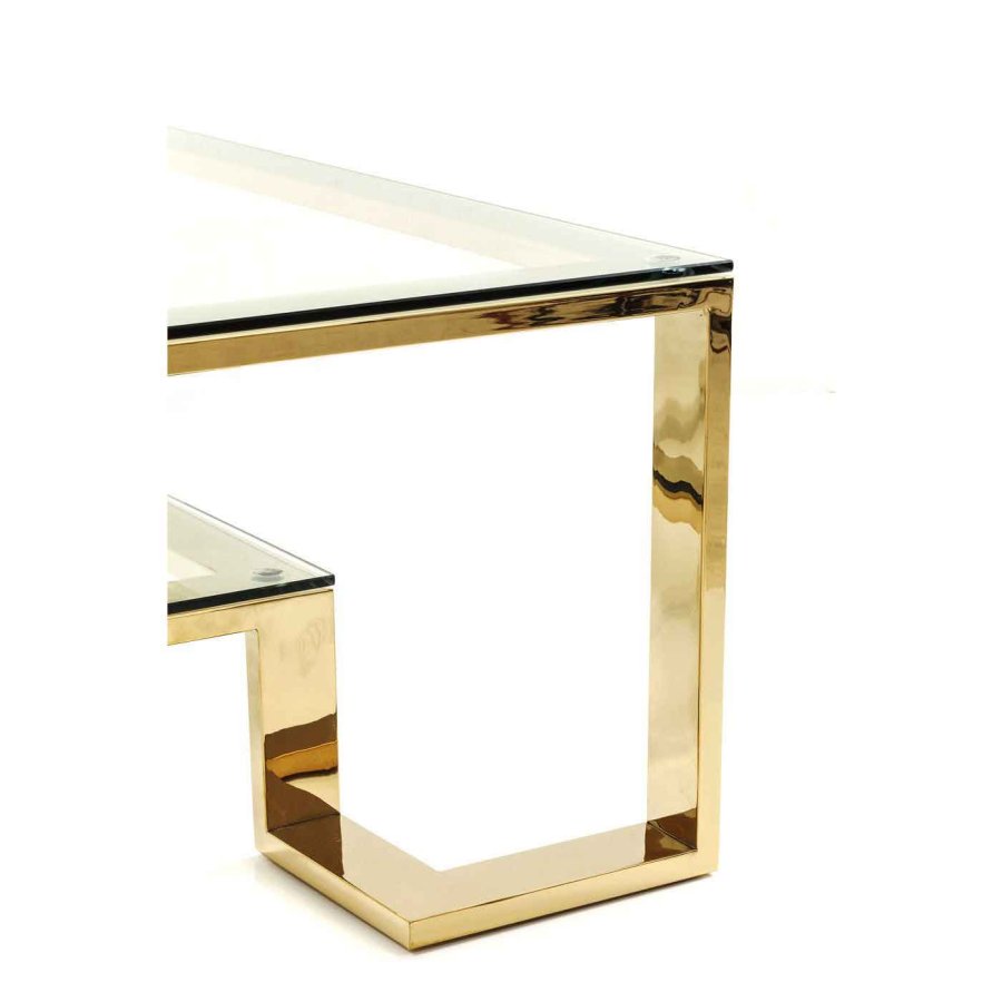 KARE DESIGN Gold Rush sofabord - glasplade og guld stl (120x120)