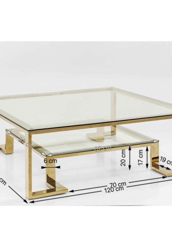 KARE DESIGN Gold Rush sofabord - glasplade og guld stl (120x120)