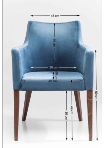 KARE DESIGN Mode Velvet Bluegreen spisebordsstol - bl/grnt polyester/natur bg, m. armln