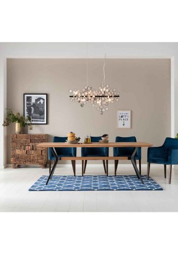 KARE DESIGN Mode Velvet Bluegreen spisebordsstol - bl/grnt polyester/natur bg, m. armln