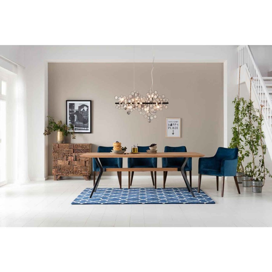 KARE DESIGN Mode Velvet Bluegreen spisebordsstol - bl/grnt polyester/natur bg, m. armln