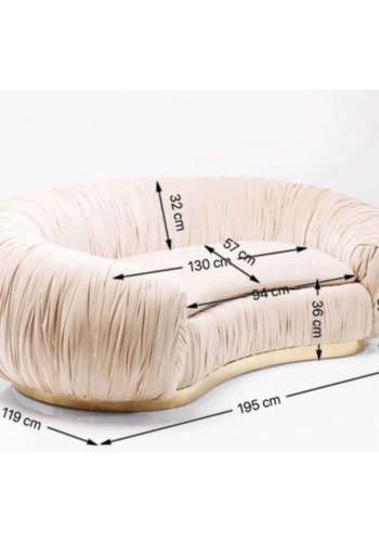 KARE DESIGN Perugia sofa - creme stof m. draperinger og guld stl, 2 pers.