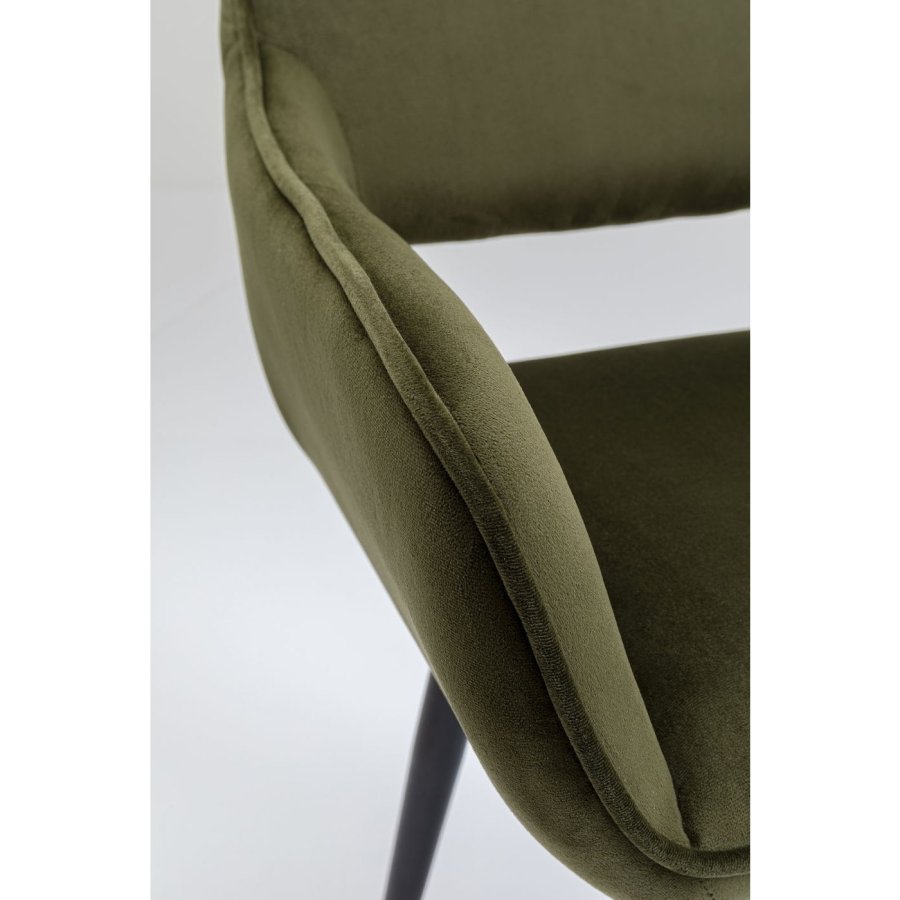 KARE DESIGN San Francisco spisebordsstol - mrkegrn polyester og stl, m. armln