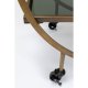 KARE DESIGN Loft rullebord - messing stl/lysegr laminat/farvet glas, hndlavet, m. hjul og hylde