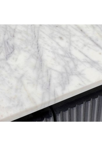 KARE DESIGN oval Glenn konsolbord, m. 2 skuffer - marmor, mangotr og stl (100x32)