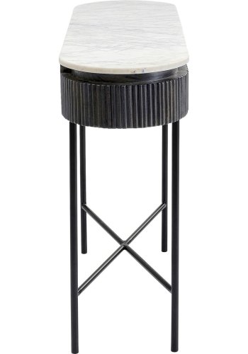 KARE DESIGN oval Glenn konsolbord, m. 2 skuffer - marmor, mangotr og stl (100x32)