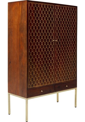 KARE DESIGN Muskat garderobeskab, m. 2 lger og 2 skuffer - mangotr og messing stl