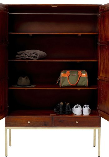 KARE DESIGN Muskat garderobeskab, m. 2 lger og 2 skuffer - mangotr og messing stl