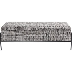 KARE DESIGN Buttons bnk, m. opbevaring - sort/hvid stof og sort stl (120x40)