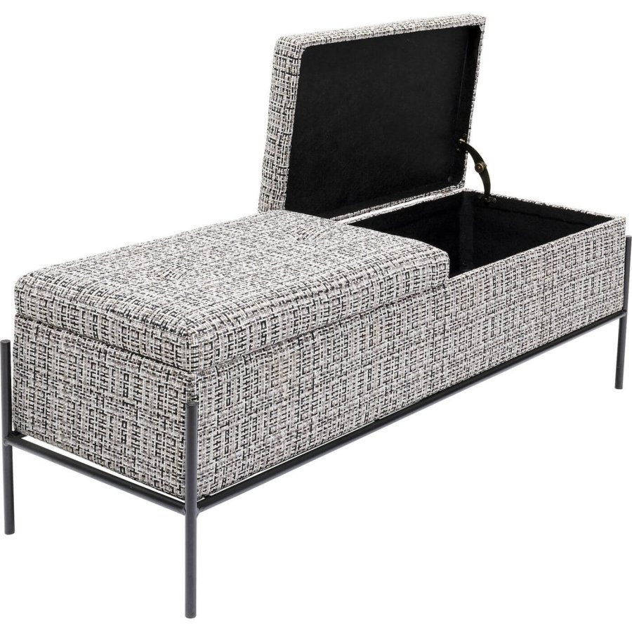 KARE DESIGN Buttons bnk, m. opbevaring - sort/hvid stof og sort stl (120x40)