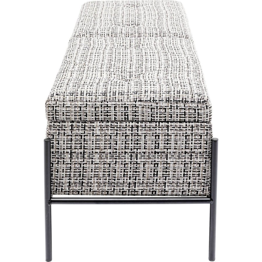 KARE DESIGN Buttons bnk, m. opbevaring - sort/hvid stof og sort stl (120x40)