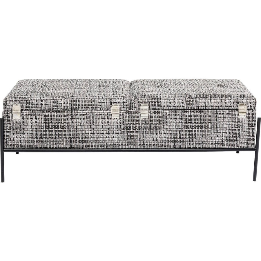 KARE DESIGN Buttons bnk, m. opbevaring - sort/hvid stof og sort stl (120x40)