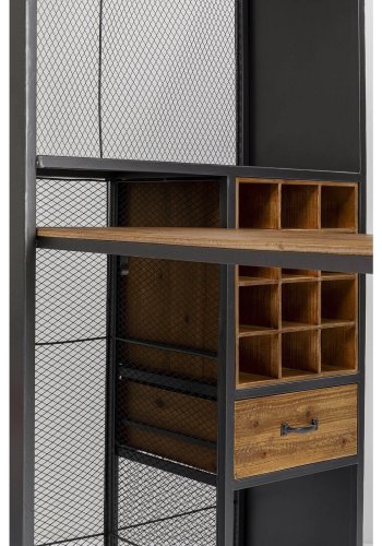 KARE DESIGN Vinoteca barreol, m. bord, 3 hylder, skuffe, holder til glas mm. - stl og massivt gran