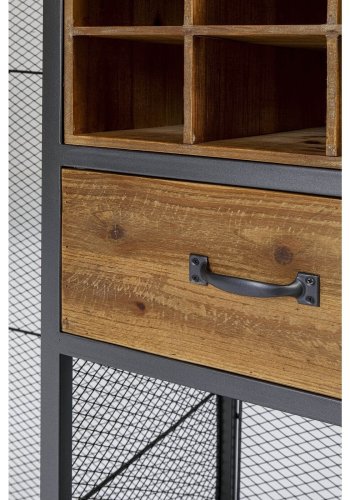 KARE DESIGN Vinoteca barreol, m. bord, 3 hylder, skuffe, holder til glas mm. - stl og massivt gran