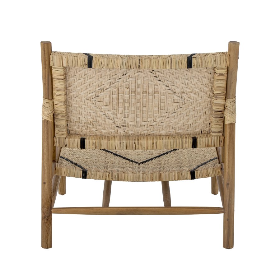CREATIVE COLLECTION Lennox loungestol - natur/sort rattan og natur teaktr