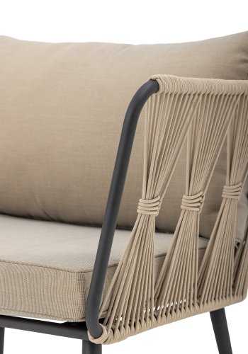 BLOOMINGVILLE Pavone udendrs loungestol, m. armln, beigebrune puder - lysebrun reb/sort metal