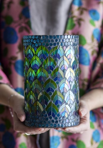 CREATIVE COLLECTION Kali Fyrfadsstage, Bl, Glas