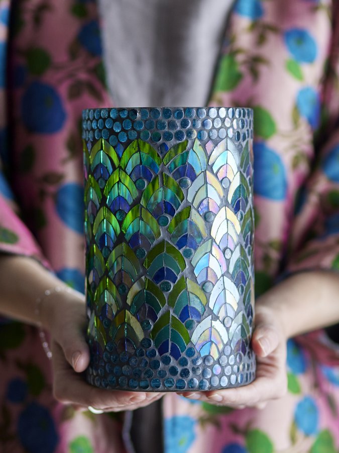 CREATIVE COLLECTION Kali Fyrfadsstage, Bl, Glas