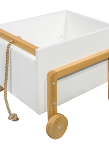 Victor opbevaringskasse, m. hjul - hvid laminat og natur eg