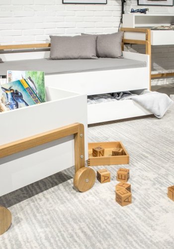 Victor opbevaringskasse, m. hjul - hvid laminat og natur eg