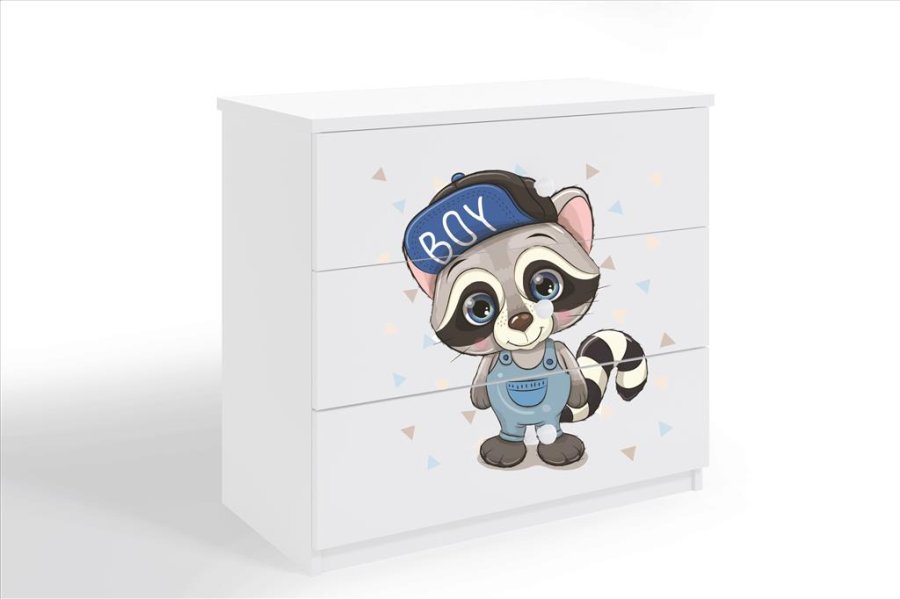 Babydreams brnekommode med en vaskebjrn, m. 3 skuffer - hvid laminat