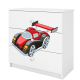 Babydreams brnekommode med racerbil, m. 3 skuffer - hvid laminat