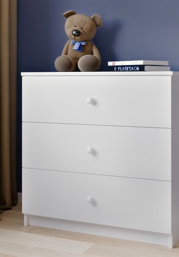 Babydreams brnekommode, m. 3 skuffer - hvid laminat