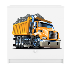 Babydreams brnekommode med lastbil, m. 3 skuffer - hvid laminat