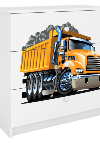 Babydreams brnekommode med lastbil, m. 3 skuffer - hvid laminat