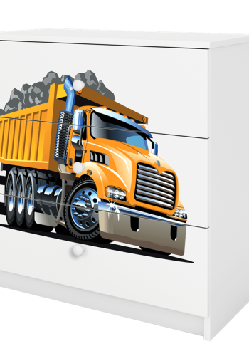 Babydreams brnekommode med lastbil, m. 3 skuffer - hvid laminat