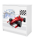 Babydreams brnekommode med racerbil, m. 3 skuffer - hvid laminat