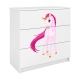 Babydreams brnekommode med enhjrning, m. 3 skuffer - hvid laminat