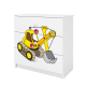 Babydreams brnekommode med gravemaskine, m. 3 skuffer - hvid laminat