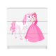 Babydreams brnekommode med prinsesse og hest, m. 3 skuffer - hvid laminat