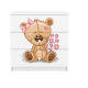 Babydreams brnekommode med bamse med blomster, m. 3 skuffer - hvid laminat