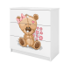 Babydreams brnekommode med bamse med blomster, m. 3 skuffer - hvid laminat