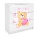 Babydreams brnekommode med bamse med sommerfugle, m. 3 skuffer - hvid laminat